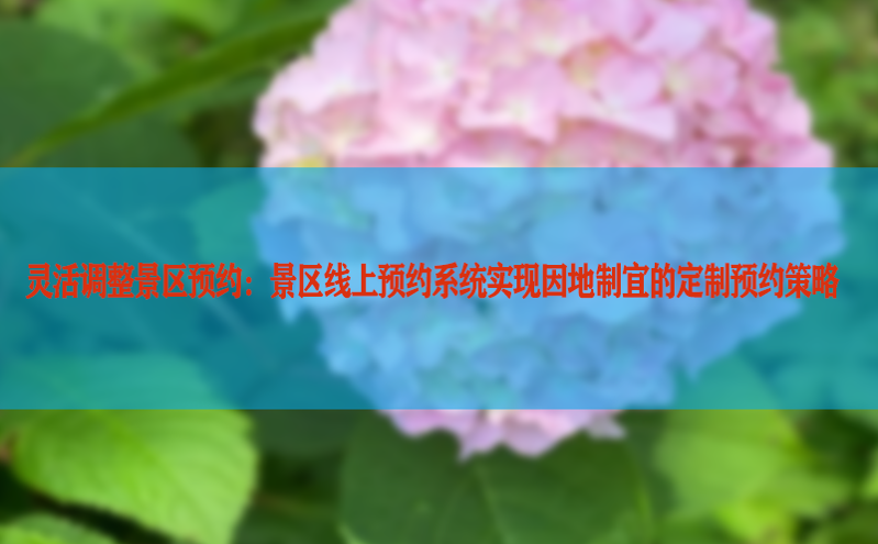 灵活调整景区预约：景区线上预约系统实现因地制宜的定制预约策略